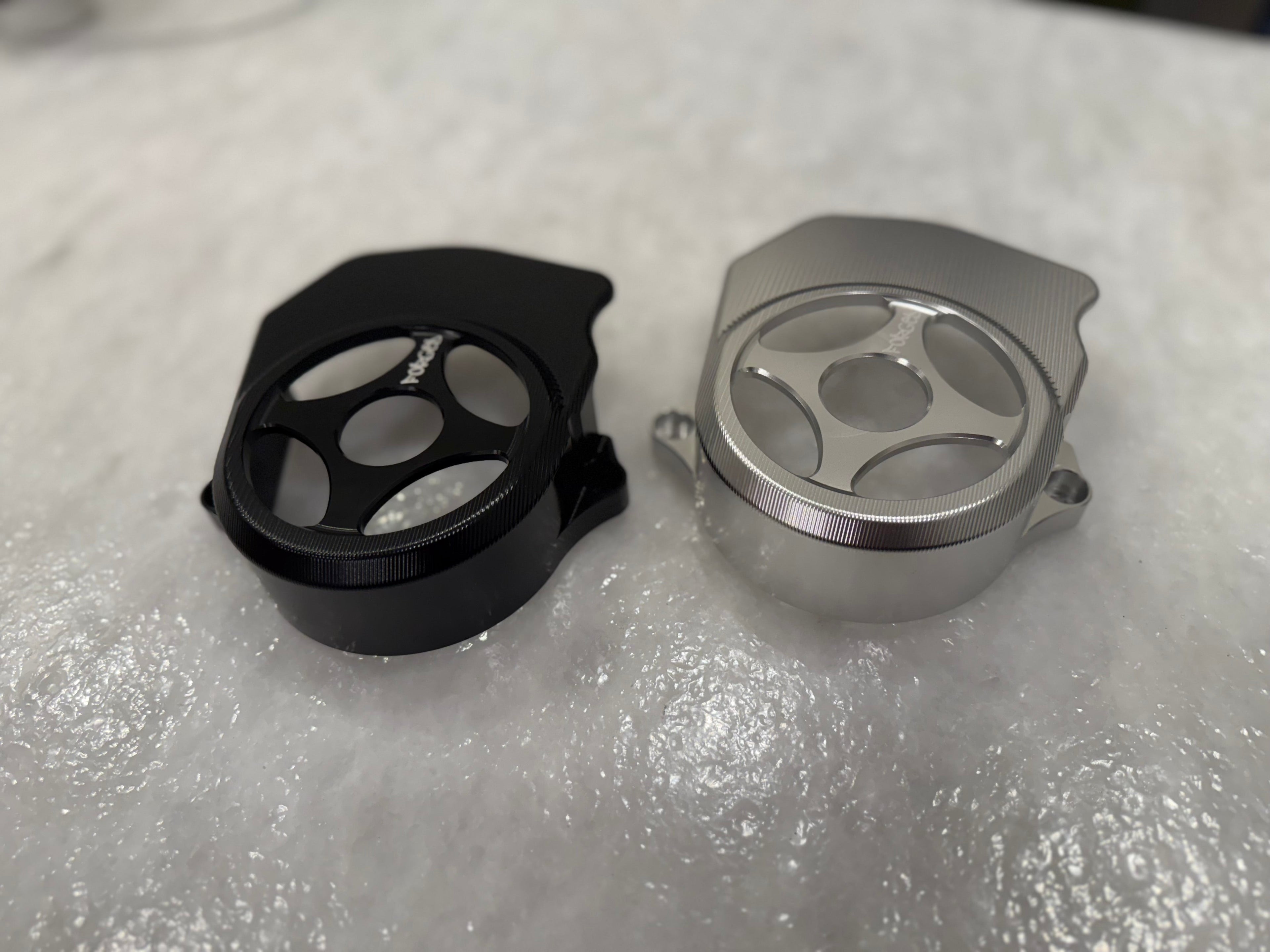 Surron Ultra Bee Metal Motor Cover | CNC Upgrade Replacement (Black & Chrome)