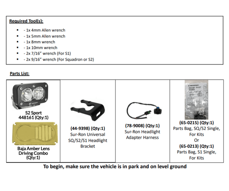 Baja Designs S2 Sport Headlight Kit