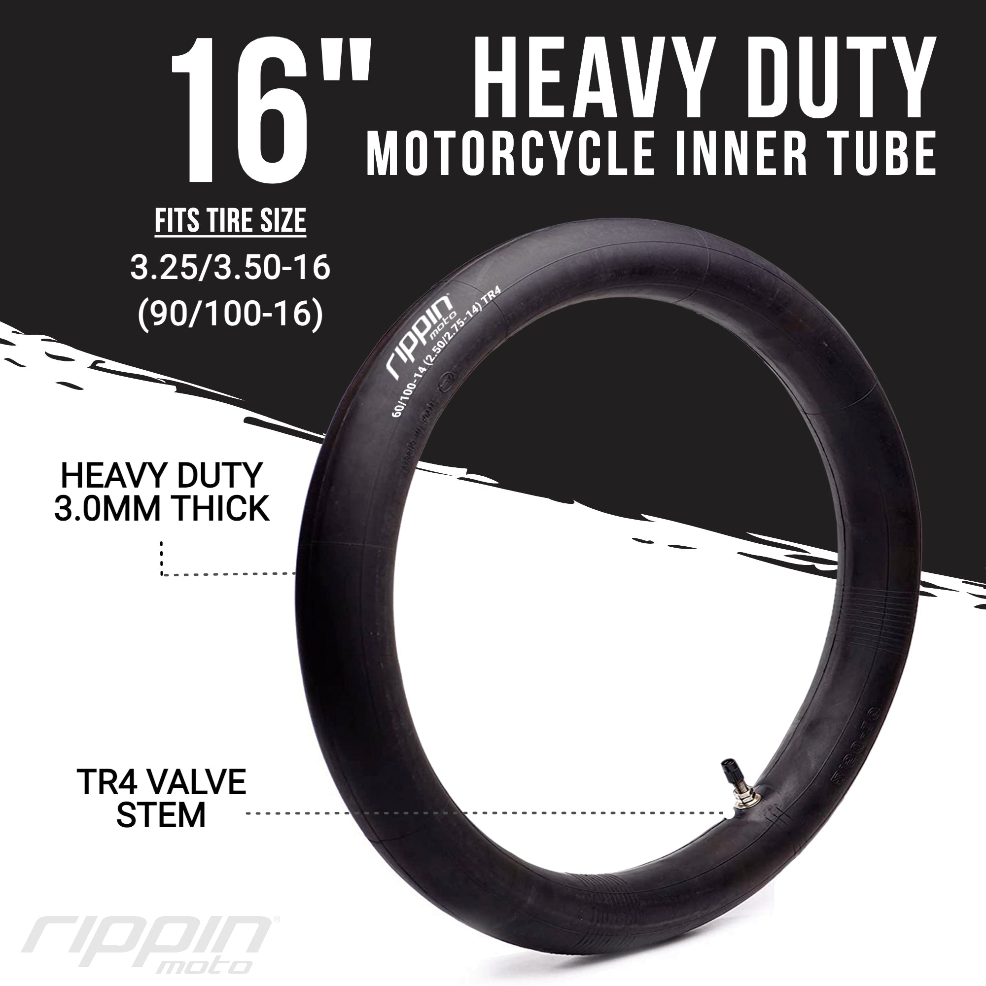 90/100-16 (3.25/3.50-16) Heavy Duty Motorcycle Inner Tube - 3mm Thick