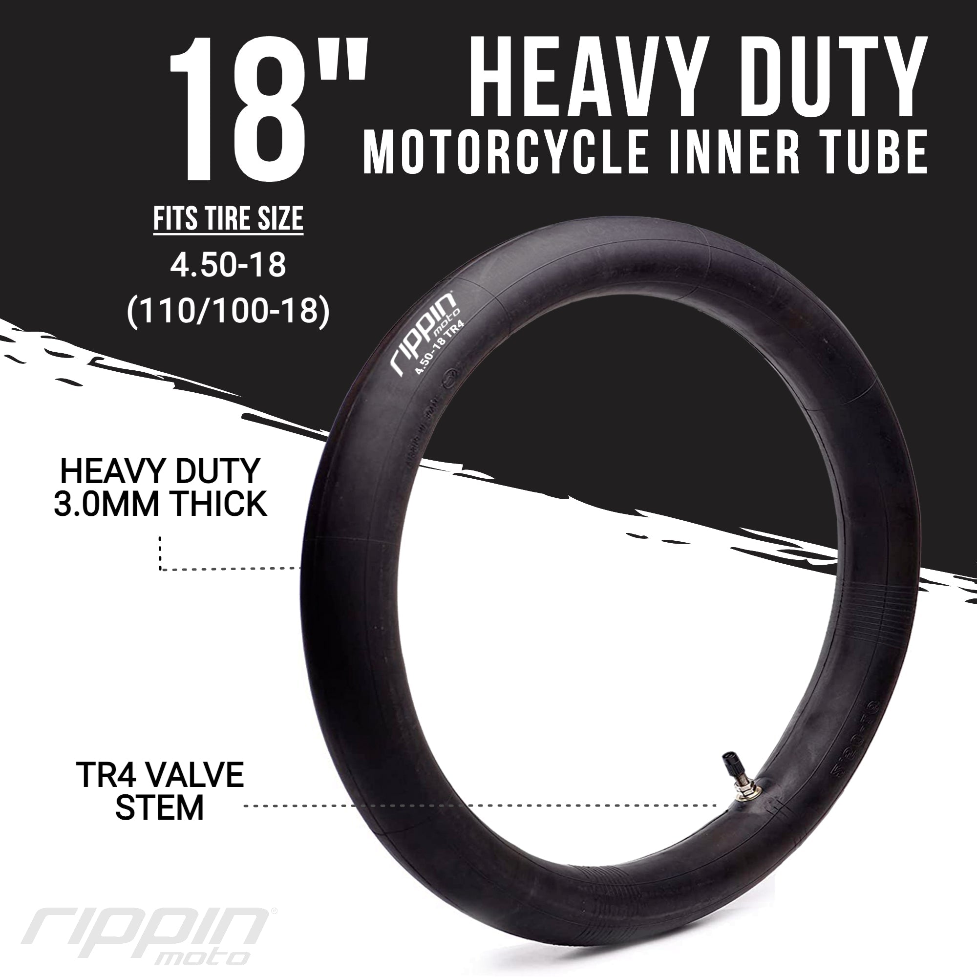 110/100-18 (4.5 x 18) Heavy Duty 18" Motorcycle Inner Tube - 3mm Thick